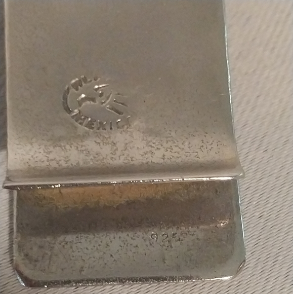 Mexico Alpaca silver Abalone inlay mosaic Aztec money clip - Picture 5 of 5